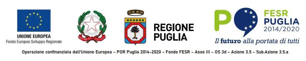 Loghi: Unione Europea; Repubblica Italiana; Regione Puglia; FESR Puglia